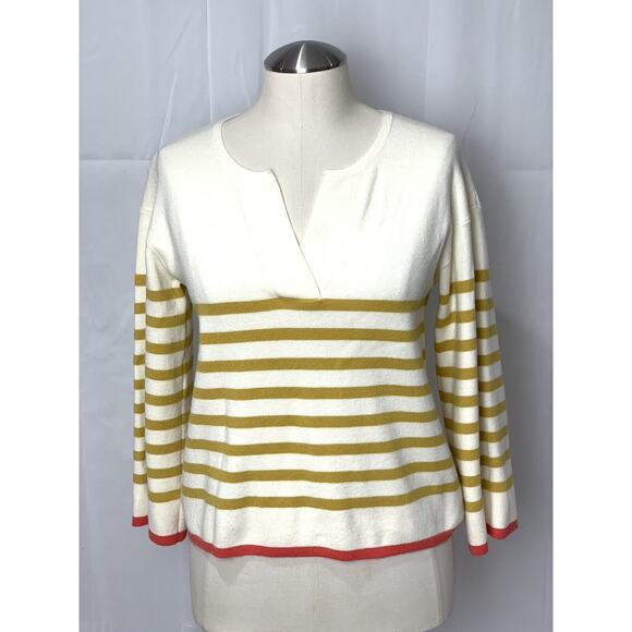 Moth Anthropologie Striped Sweater Notched Neckline 3/4 Sleeve Size XS - Picture 1 of 8